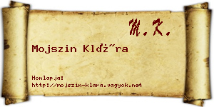 Mojszin Klára névjegykártya